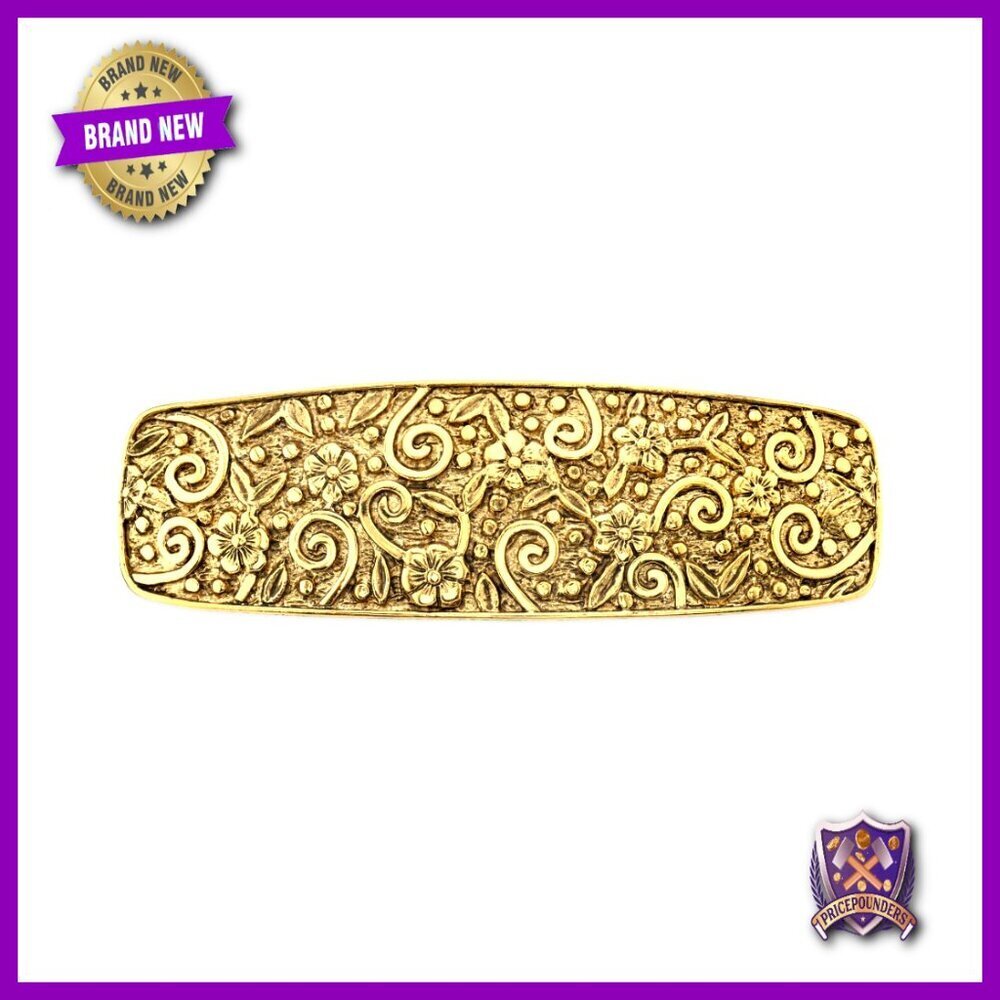 Gold-Tone Floral Hair Barrette Elegant Classic Chic French Closure